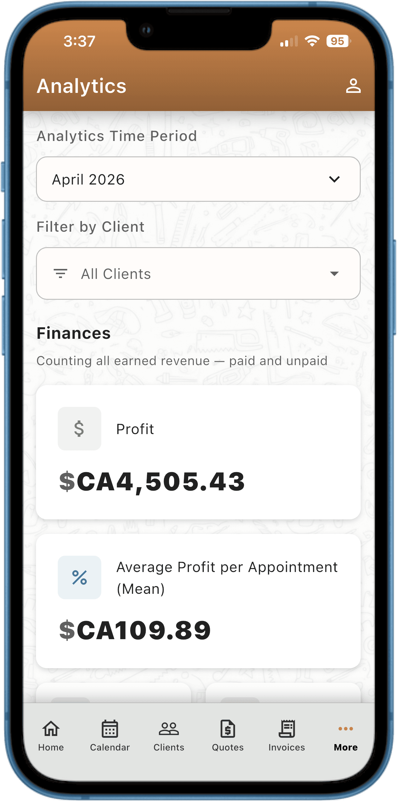 Analytics screen